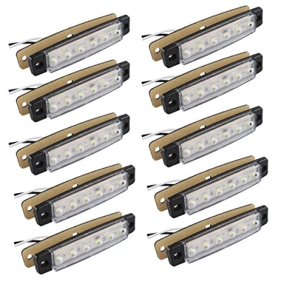 Bild av Futheda 10 st 12 V sidomarkeringslampor 6SMD LED lampor främre bakre sidoljuspositionsindikatorer för släpvagn lastbil husvagn skåpbil buss båt traktor motor vit