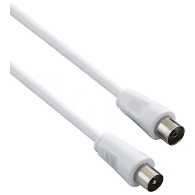 Bild av PremiumCord TV antennkabel för TV, 75 ohm, IEC plugin uttag, skärmad DVB C, T/T2, 4K UHD 2160p, Full HD 1080p 3D, vit färg, längd 20 m