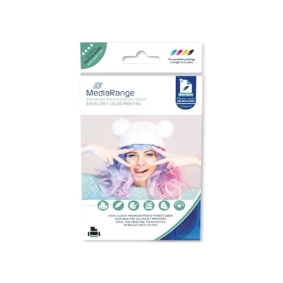 Bild av MediaRange MRINK104 fotopapper A6 glansigt (10x15cm) 50 ark, 220 g/m2 vit