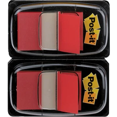Bild av Post it Index 680 R2EU 25 mm x 43 flaggor dubbelpack i 2 dispenser röd (100 ark)