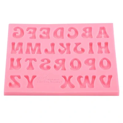 Bild av Silikon godisform alfabet bakning kaka choklad 3D 26 bokstäver rosa form