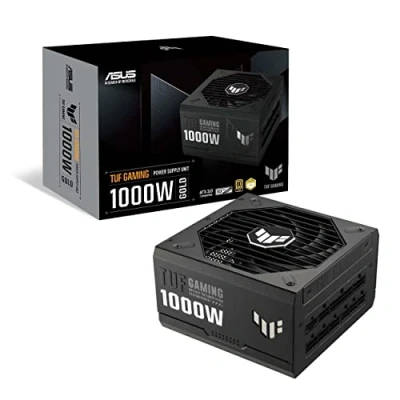 Bild av TUF Gaming 1 000 W guld (1 watt, ATX 3.0 kompatibel helt modulär strömförsörjning, 80+ guldcertifierad, komponenter i militärkvalitet, dubbla kullager, axial teknisk fläkt, PCB beläggning, 10 års