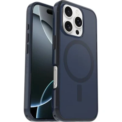 Bild av Otterbox Symmetry Series Clear MagSafe skal för iPhone 16 Pro, stöttåligt, fallsäkert, skyddande tunt skal, testad till militärstandard x3, Klar/Blå