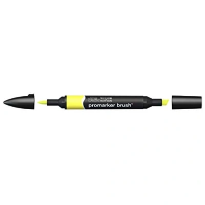 Bild av Winsor &amp; Newton 0204206 penselmärkpennor (för ritningar, kalligrafi, design och layouter, randfri ritning med kil penselspets) citron