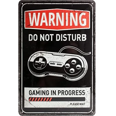 Bild av Nostalgic Art Plåtskylt i retrostil, Gaming in progress Presentidé för gamers, av metall, Deko vintagedesign, 20 x 30 cm