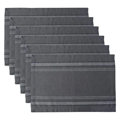 Bild av DII fransk rand bordsskiva kollektion bondgårdsstil matbord linne bordstablett set, 13 x 19, grå Chambray, 6 delar