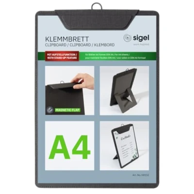 Bild av Sigel KB110 Klämbräda A4, antracit, med stativfunktion, stabil klippbräda