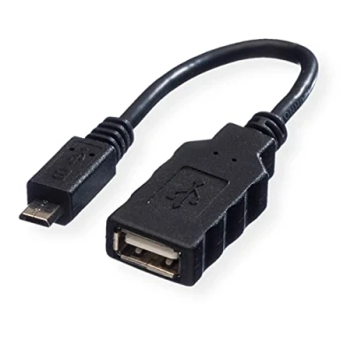 Bild av ROLINE USB 2.0 kabel OTG anslutningskabel A uttag till Micro B kontakt svart 0,15 m