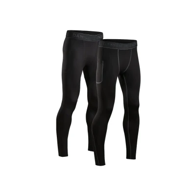 Bild av DANISH ENDURANCE Kompressionstights med Fickor, Quick Dry, Löpning &amp; Träning, för Herr, 2 Pack, Flerfärgad (1x Svart, 1x Svart/Grå), XL