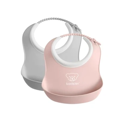 Bild av BabyBjörn Haklappsset 2 Pack, Grå/Rosa