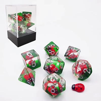 Bild av Bescon Red Ladybug RPG Dice set of 7, Novelty Ladybugs Polyhedral Game