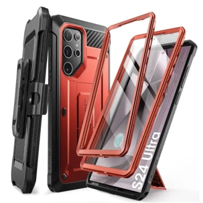Bild av SUPCASE Unicorn Beetle Pro fodral för Samsung Galaxy S24 Ultra med stativ, [2 framramar] 360 stötsäkert integrerat bältesklämma och stativ skärmskydd Ultra,