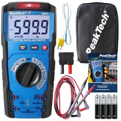 Bild av PeakTech P 3350 TRMS Digital Multimeter 6 000 räkningar, AC/DC ström och spänning, motstånd, kapacitans kontinuitetstestare, 600V / 10A