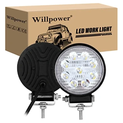 Bild av Willpower 2 st 4 tum 27 W LED arbetslampor offroad spot stråle ljusstång 12 V 24 skidor vattentäta IP67 dimkörlampor för bil x traktor lastbil ATV UTV SUV båt rund