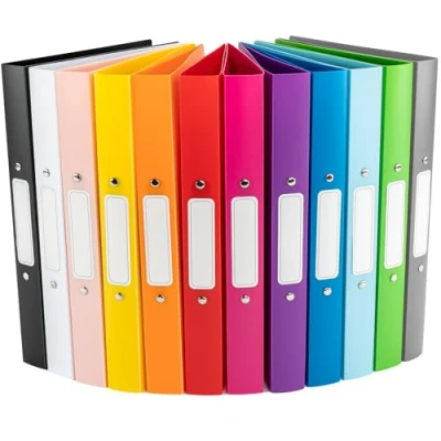 Bild av OfficeTree 12 x Ringpärmar A4 Set Färger 2 Ringmekanik Ringpärm Ryggbredd 3,5 cm Ringhäftapparat Smal inklusive Stående Samlare och Klistermärken Häftapparat