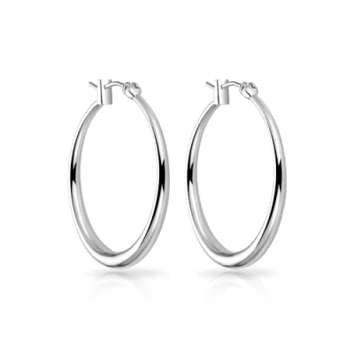 Bild av Philip Jones Silverpläterade 30 mm ringörhängen, Medium, Silverpläterad, Ingen ädelsten
