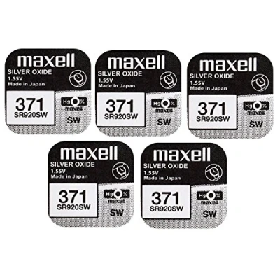 Bild av 5 x Maxell 371 SR920SW silveroxid 0 % Mercury klockbatterier [5 pack)