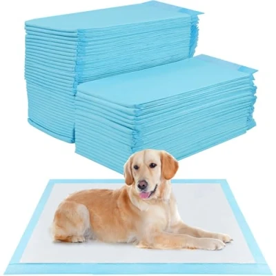 Bild av YSWOVUO 50 stycken hundhygienmattor, 60 x 90 cm hundbäddar, 5 lager absorberande hundmattor, hundmattor snabbtorkande yta, förtjockning