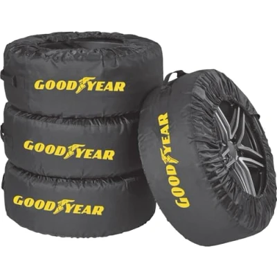 Bild av GOODYEAR Däckfickor av 600D polyester för transport, förvaring däck, UV skydd, vattenavvisande svart set om 4 delar