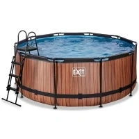 Bild av Exit Wood Pool Ø360X122Cm Med Filterpump Brun