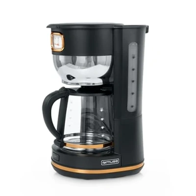 Bild av MUSE Kaffemaskin MS 220 BC med glaskanna, analog display för varmhållning, 10 koppar kapacitet, retro, matt, svart