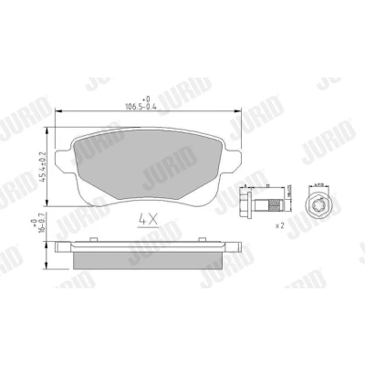 Bild av JURID 573660J Jeu de plaquettes frein non préparé pour indicateur d&#039;usure RENAULT: Megane 3 Coupe, SCENIC 3, 4, HYUNDAI: i30 III 3/5 portes