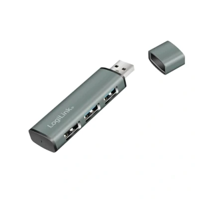 Bild av LogiLink USB 3.2 (Gen2) 3 portars hub, aluminiumhölje med skyddskåpa