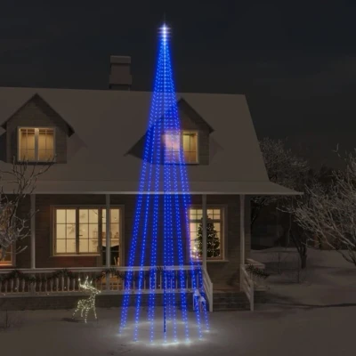 Bild av VidaXl Julgran På Flaggstång Blå 1134 Leds 800 Cm