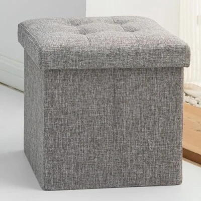 Bild av Ek och te förvaringsottoman sits vikbar förvaringslåda med lock fotpall för barn vuxna leksak förvaringsbox grå 30 x cm