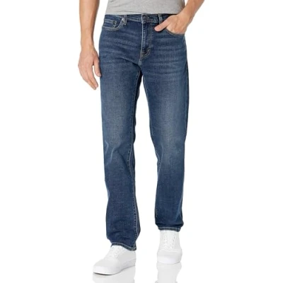 Bild av Amazon Essentials mäns jeans med rak passform, mörkblå vintage, 32 B x 34 L