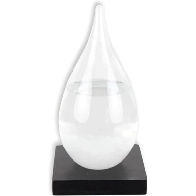 Bild av Soldela ® Barometer strom glas kristaller väderflaska stormglas 20 cm träbas
