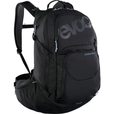 Bild av EVOC EXPLORER PRO 26, ryggsäck (för kortare rygglängder, AIR FLOW CONTACT SYSTEM, AIRO FLEX höftbälte, inkl. fack för vätskeblåsa upp till 3 l och regnskydd, One Size), Svart