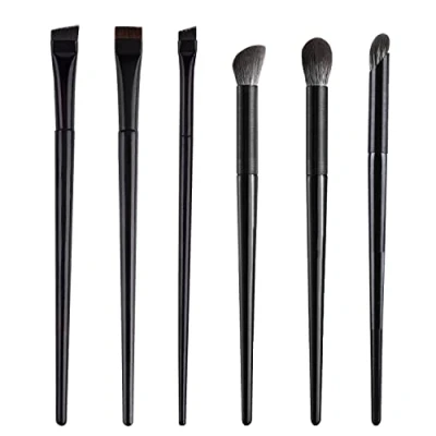 Bild av Set med 6 sminkborstar, platt ögonbrynsborste, fasad eyeliner borste, ögonskugga applikator för att forma ögonbrynen, applicera reflektioner och skuggor