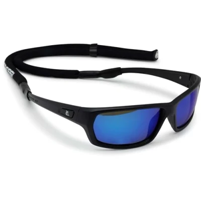 Bild av Cressi Bill Sunglasses W/Lace Glasögon Unisex Vuxen, Svart/blå spegel lins, One Size