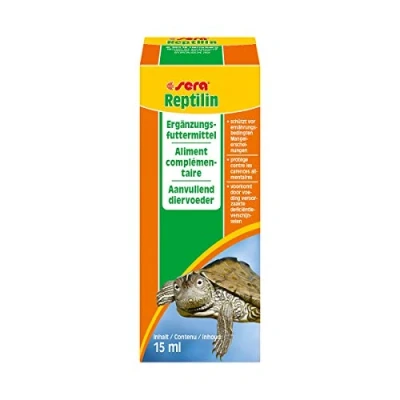 Bild av sera Reptilin, Sköldpadda, Vätska, Benhälsa, Allmän hälsa, Hud och päls, Universal, Vitamin A, B1, B12, B2, B6, E, K, Kalcium, Strykjärn, Magnesium, Phosphorus, Kalium, Natrium, Zink