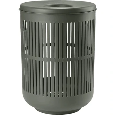 Bild av Zone Denmark Ume tvättkorg med lock, tvättsamlare, tvättlåda, diameter 40 cm, höjd 54 olivgrön (grön)