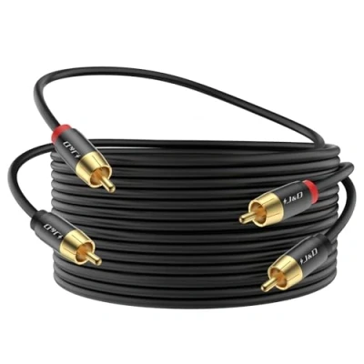 Bild av J&amp;D 2 RCA M/M Stereoljudkabel, ljudkabel med Guldpläterat Kopparhölje 2RCA Hane till Stereoljudkabel för Hemmabio, HDTV, Förstärkare, Hi Fi System, Högtalare, 6 Meter