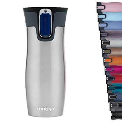 Bild av Contigo West Loop Autoseal termos, termos av rostfritt stål, kaffetermos i farten, BPA fri, läckagesäker resetermos med Easy Clean lock, håller drycken varm upp till 5 timmar, 470 ml