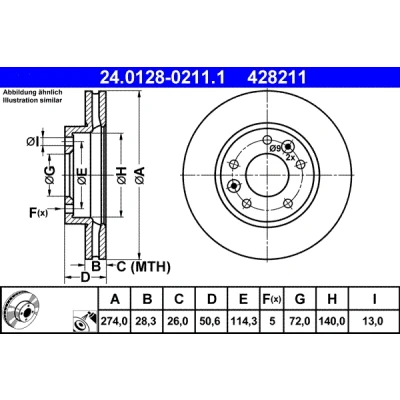 Bild av Bromsskiva Ate 24.0128 0211.1