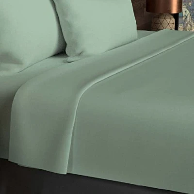 Bild av Drap plat en coton 57 fils 180x290 cm UNI vert d&#039;eau, par Soleil d&#039;ocre