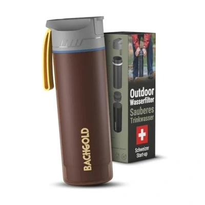 Bild av Bachgold® professionell utomhusvattenfilterflaska [650 ml] med 1 500 l filterkapacitet I tar bort 99,99 % av alla bakterier och filtrerar virus, partiklar tungmetaller röd