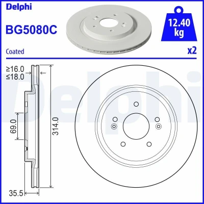Bild av Bromsskiva DELPHI BG5080C