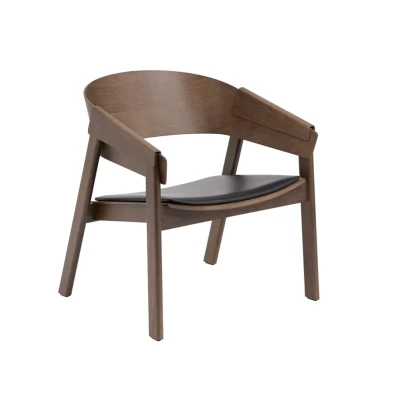 Bild av Muuto Cover Lounge Chair Fåtölj Refine Leather Black / Stained Dark Brown H70,7 x W66,3 D61,2 cm
