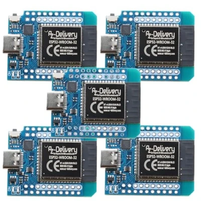 Bild av AZDelivery 5X ESP32 D1 Mini NodeMCU WiFi modul ESP 32 Bluetooth Internet utvecklingstavla med USB C anslutning kompatibel Arduino och Wemos inklusive e book!