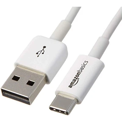 Bild av Amazon Basics USB C till A 2.0 snabbladdningskabel, 480 Mbit/s hastighet, IF certifierad, för Apple iPhone 15, iPad, Samsung Galaxy, surfplattor, bärbara datorer, 1,8 m, vit