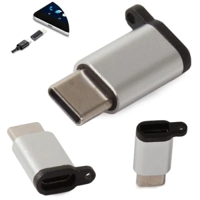 Bild av PARENCE. Micro USB (hona) till C (hane) adapter universell kompatibilitet, kompakt, lätt att använda slumpmässig färg