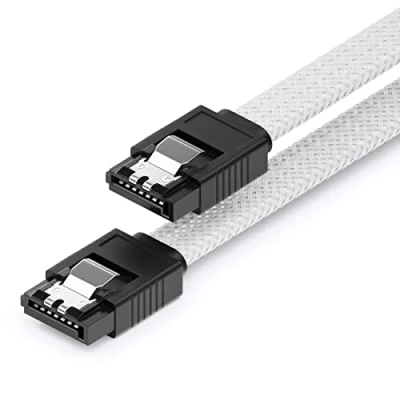 Bild av deleyCON 60 cm SATA 3 Kabel Nylon 6 Gbit/s Datakabel III Anslutningskabel Seriell ATA för Moderkort &amp; Hårddisk HDD SSD 2 S L Kontakt Rak Vit