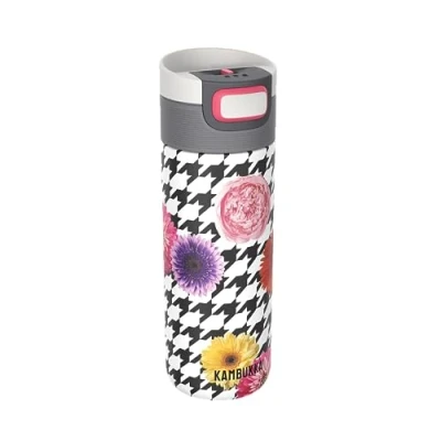 Bild av KAMBUKKA Isolerad resemugg (500 ml) Läckagesäker termos: Snapclean® Technology Perfekt för varma och kalla drycker Halkfri botten Rostfritt stål &quot;ETNA Floral Patchwork&quot; Modell