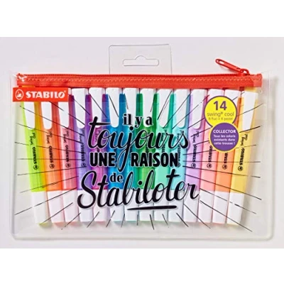 Bild av Cool STABILO swing highlighter pennfodral x 14 matchande neon och pastellöverstrykningspennor