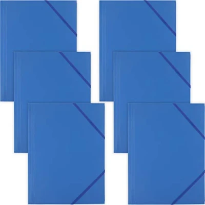 Bild av D.RECT 9084 6 stycken samlarmapp, postmapp av PP med elastiskt band, gummimapp plast blå